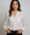 FOREVER21 Blusa cuello mao con bolsillos. Talla M