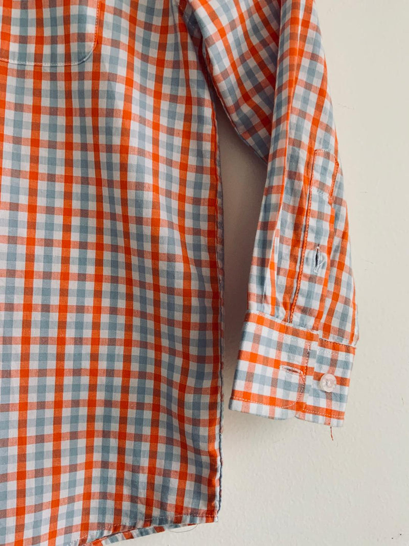 EPK Camisa para niño cuadros naranja. Talla 6