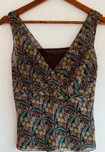 LOFT Blusa Manga Sisa doble tela estampada con alforzas en delantero. Talla XS