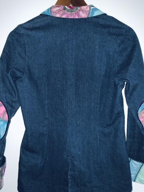 CROQUIS Chaqueta tipo blazer en índigo pintada a mano. Talla XS/S