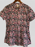 UNANYME Blusa estampada flores manga corta. Talla S