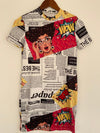 SHEIN Vestido corto en microfibra estampado Comic. Talla 12